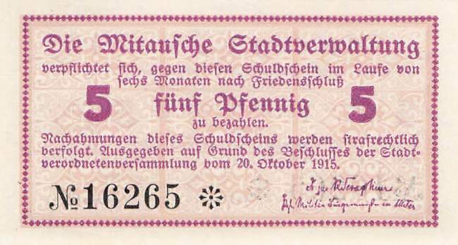 Mitau 5 Pfennig 1915